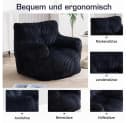 REDOM Sitzsack Bodensofa Schwarz Cord-Stoff Memory-Schaum Bild 4
