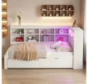 REDOM Stauraumbett mit USB, LED & Schubladen Weiß/Grau Bild 1