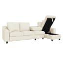 REDOM L-förmiges Chenille Sofa Beige mit Stauraum und Getränkehalter Bild 1