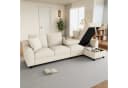 REDOM L-förmiges Chenille Sofa Beige mit Stauraum und Getränkehalter Bild 2