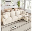 REDOM L-förmiges Chenille Sofa Beige mit Stauraum und Getränkehalter Bild 3