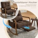 REDOM Schaukelstuhl mit Fußstütze & verstellbarer Lehne Cord Braun Bild 4