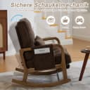 REDOM Schaukelstuhl mit Fußstütze & verstellbarer Lehne Cord Braun Bild 5