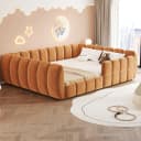 REDOM Polsterbett Kinder-Bodenbett Samtbezug Orange Bild 1