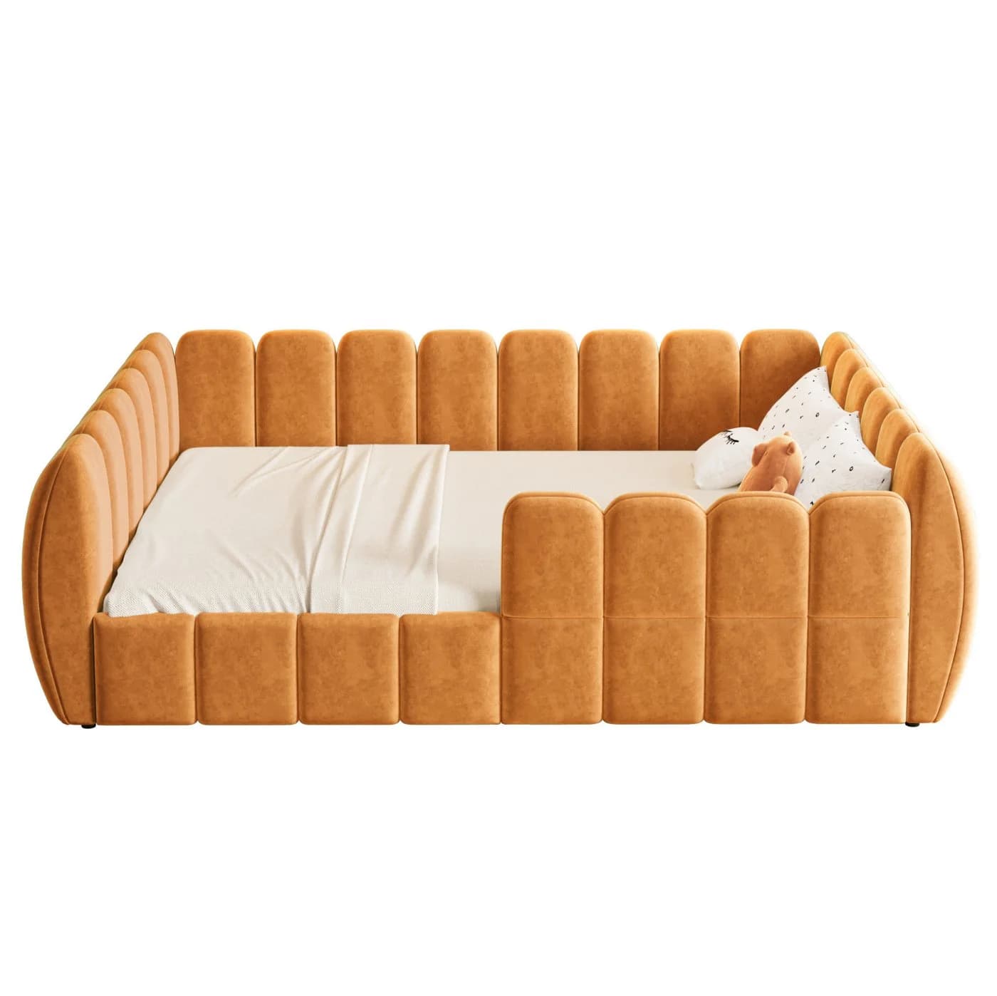 REDOM Polsterbett Kinder-Bodenbett Samtbezug Orange - Bild 4