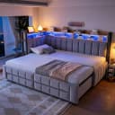 REDOM Schlafsofa Beige Samt mit LED, USB & Stauraum Bild 2