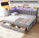 REDOM Schlafsofa Beige Samt mit LED, USB & Stauraum Bild 4