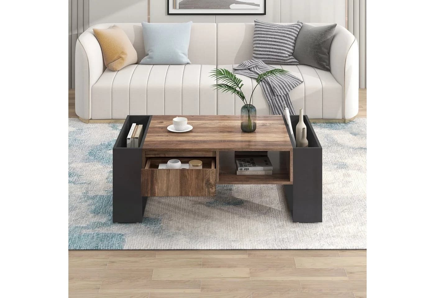 HAUSS SPOLE Couchtisch Moderner Sofatisch mit Stauraum und Schublade
