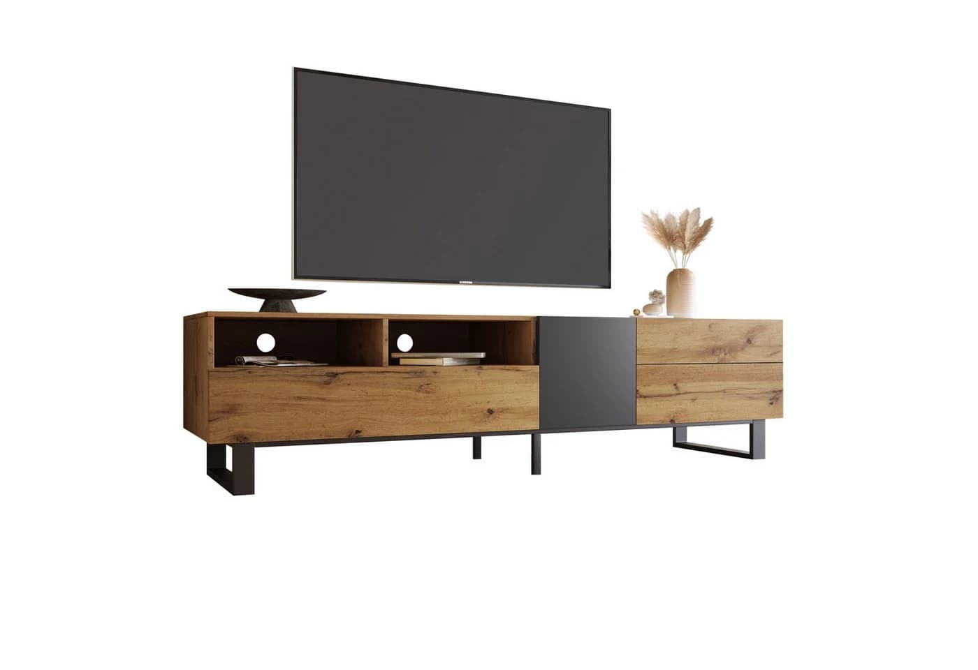 HAUSS SPOLE TV-Schrank 180 cm Holzfarbe Schwarz - Bild 2