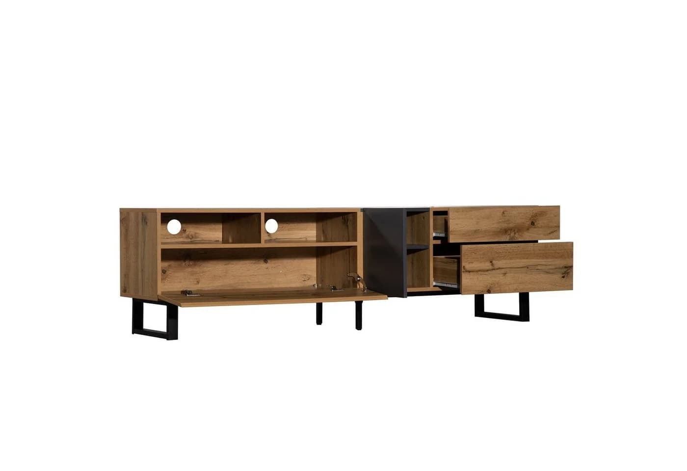 HAUSS SPOLE TV-Schrank 180 cm Holzfarbe Schwarz - Bild 5