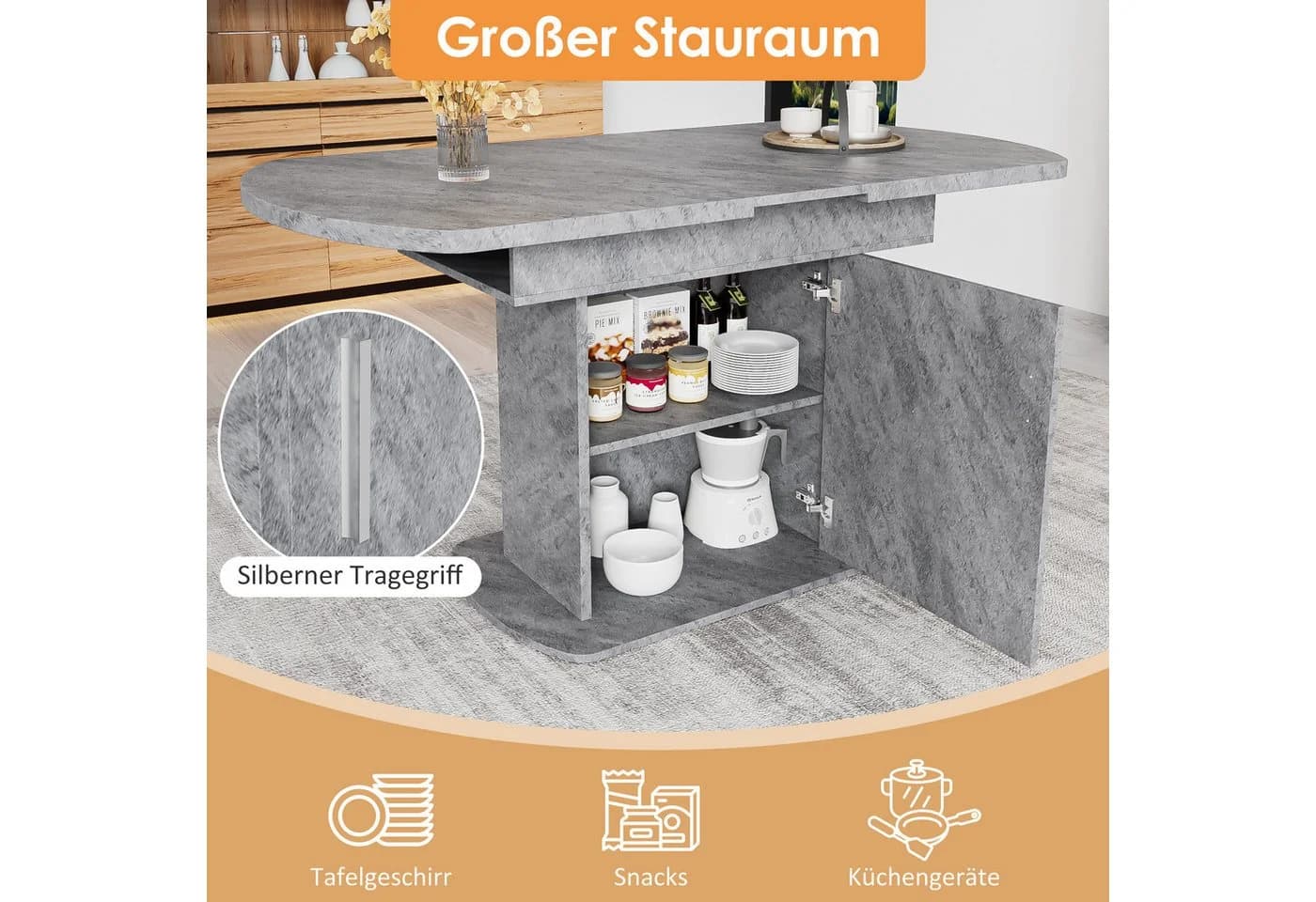 HAUSS SPOLE Ausziehbarer Esstisch 110-130 cm Grau - Bild 3