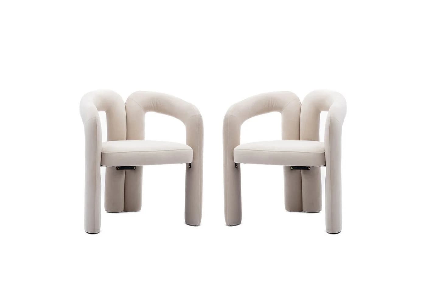 HAUSS SPOLE Polsterstuhl Beige Samt Massivholz - Bild 2