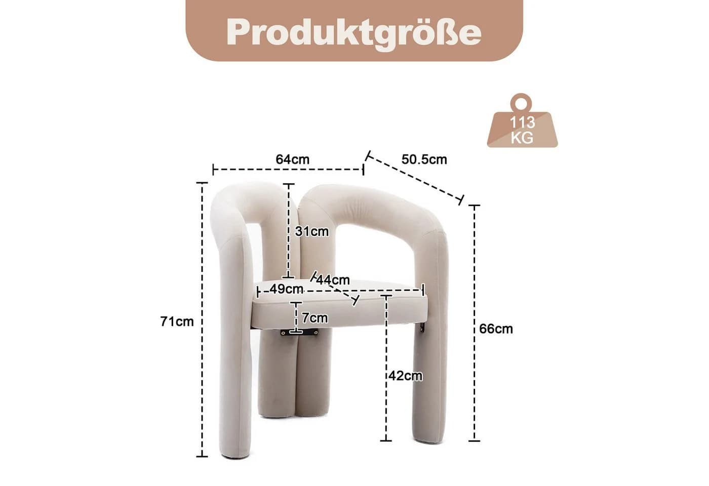 HAUSS SPOLE Polsterstuhl Beige Samt Massivholz - Bild 3
