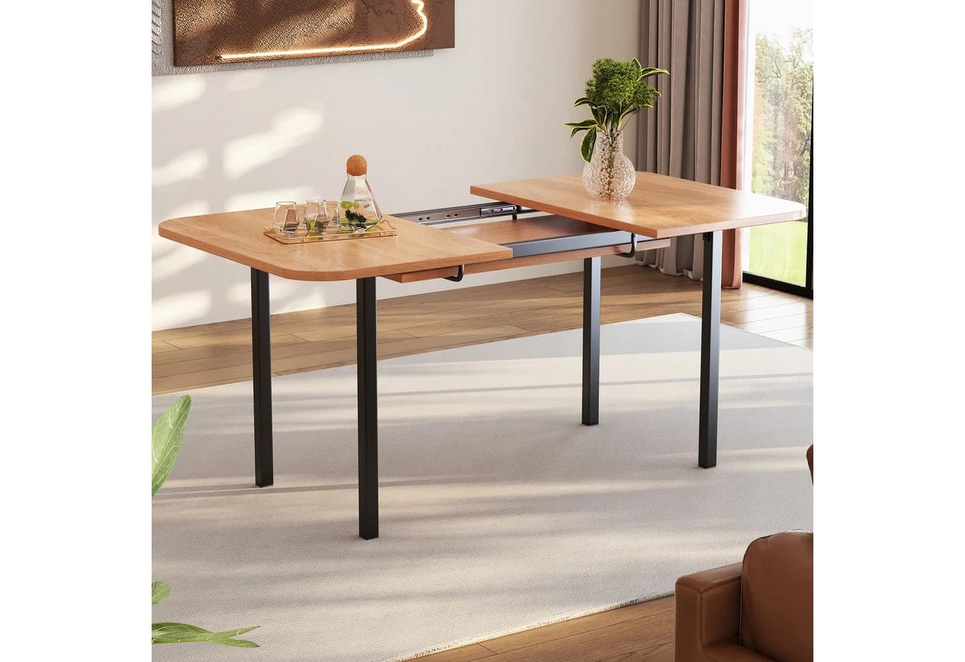 HAUSS SPOLE Ausziehbarer Esstisch Schwarz/Natur Modern - Bild 3