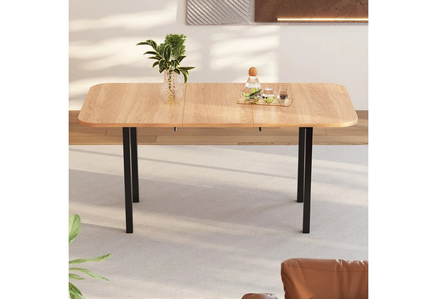 HAUSS SPOLE Ausziehbarer Esstisch Schwarz/Natur Modern - Bild 4