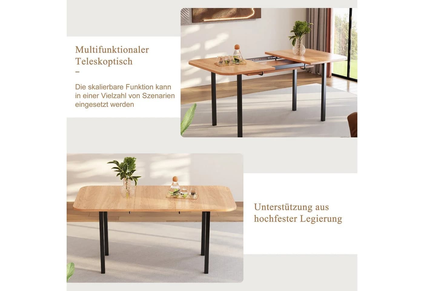 HAUSS SPOLE Ausziehbarer Esstisch Schwarz/Natur Modern - Bild 5