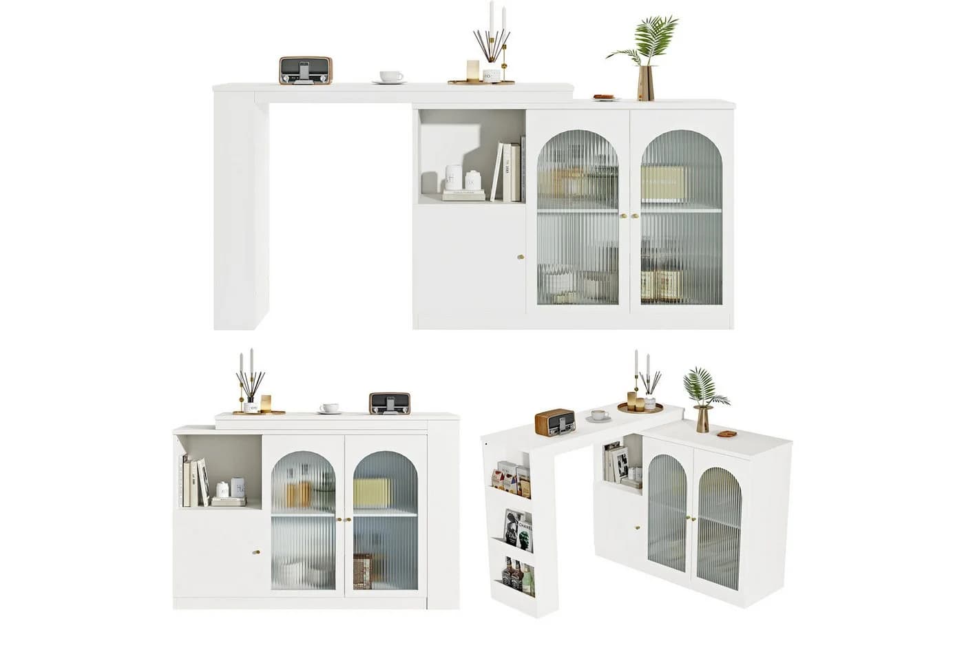HAUSS SPOLE Bartisch 360° drehbarer Bartisch mit Changhong-Glastür für Küche weiß - Bild 2