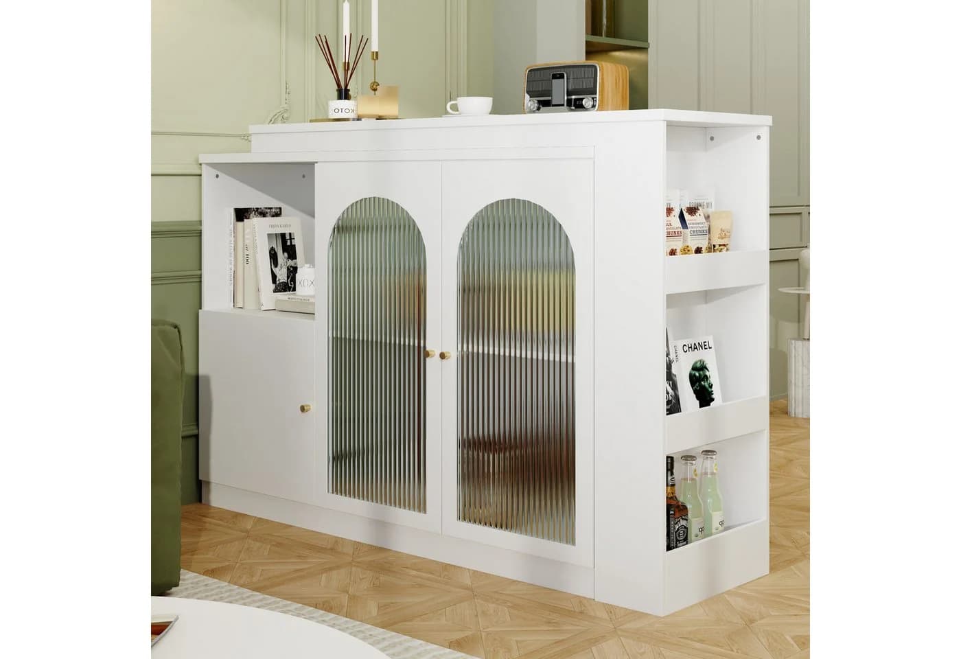 HAUSS SPOLE Bartisch 360° drehbarer Bartisch mit Changhong-Glastür für Küche weiß - Bild 4