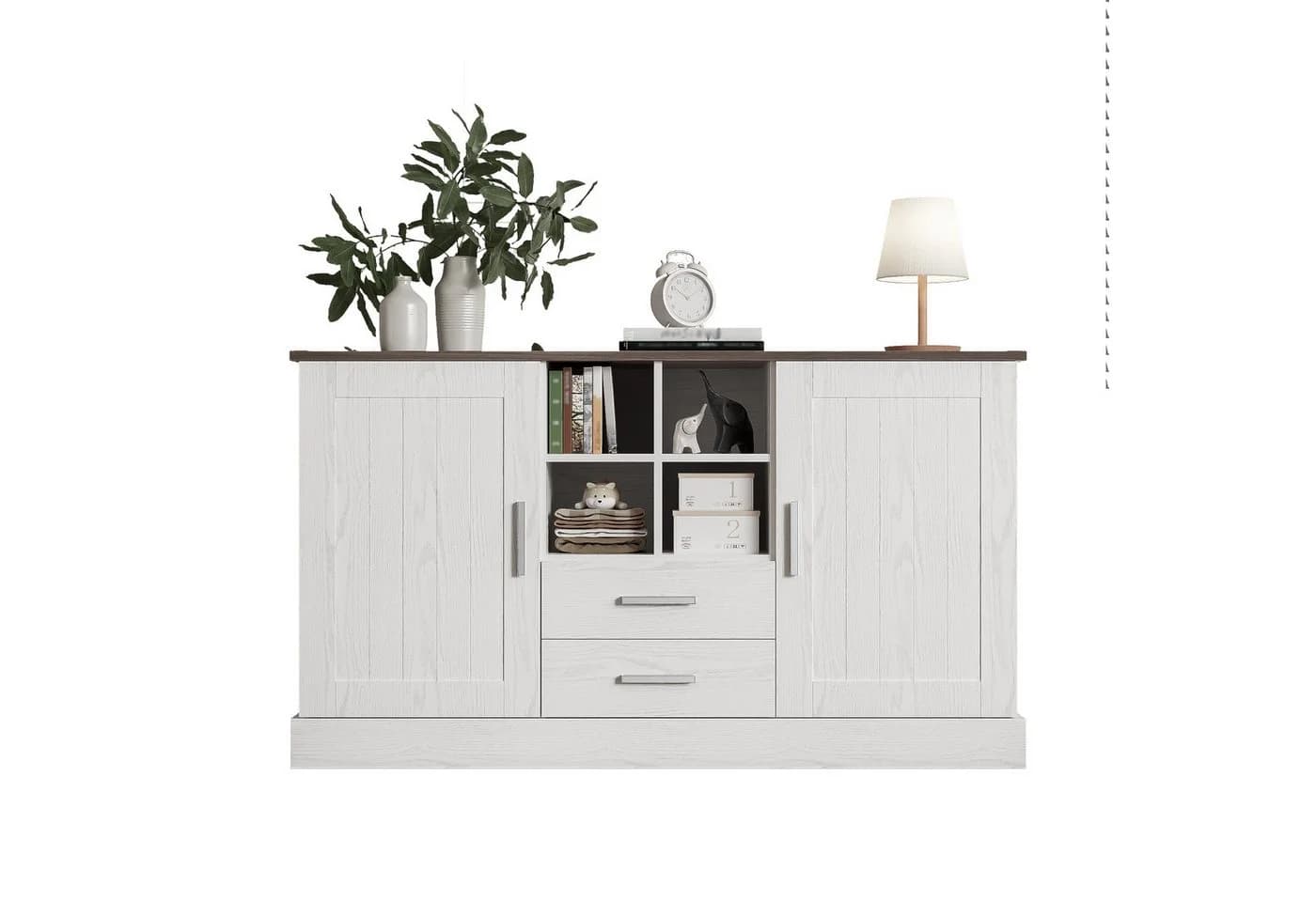 HAUSS SPOLE Sideboard 140 cm Weiß/Braun mit Soft-Close - Bild 2