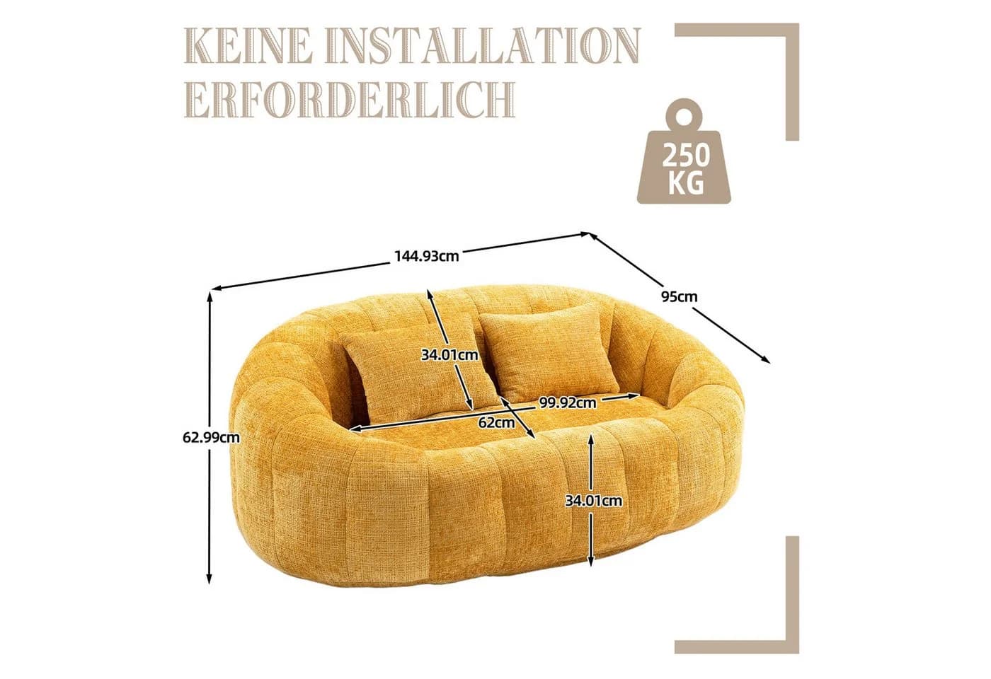 HAUSS SPOLE Schlafsofa mit 2 Kissen - Chenille Memory-Schaum - Bild 5
