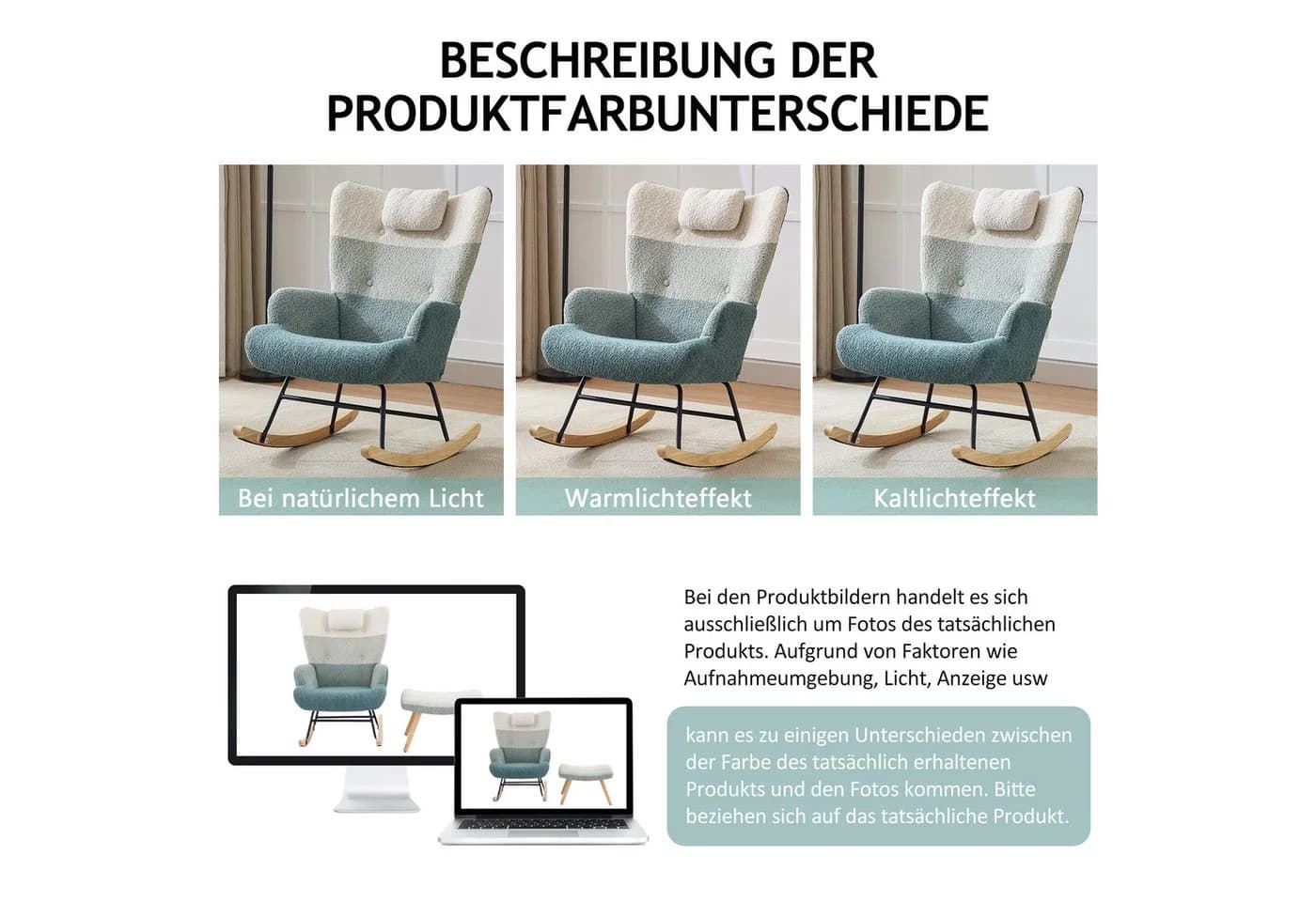 HAUSS SPOLE Schaukelstuhl mit Fußbank Bunt Bouclé - Bild 5