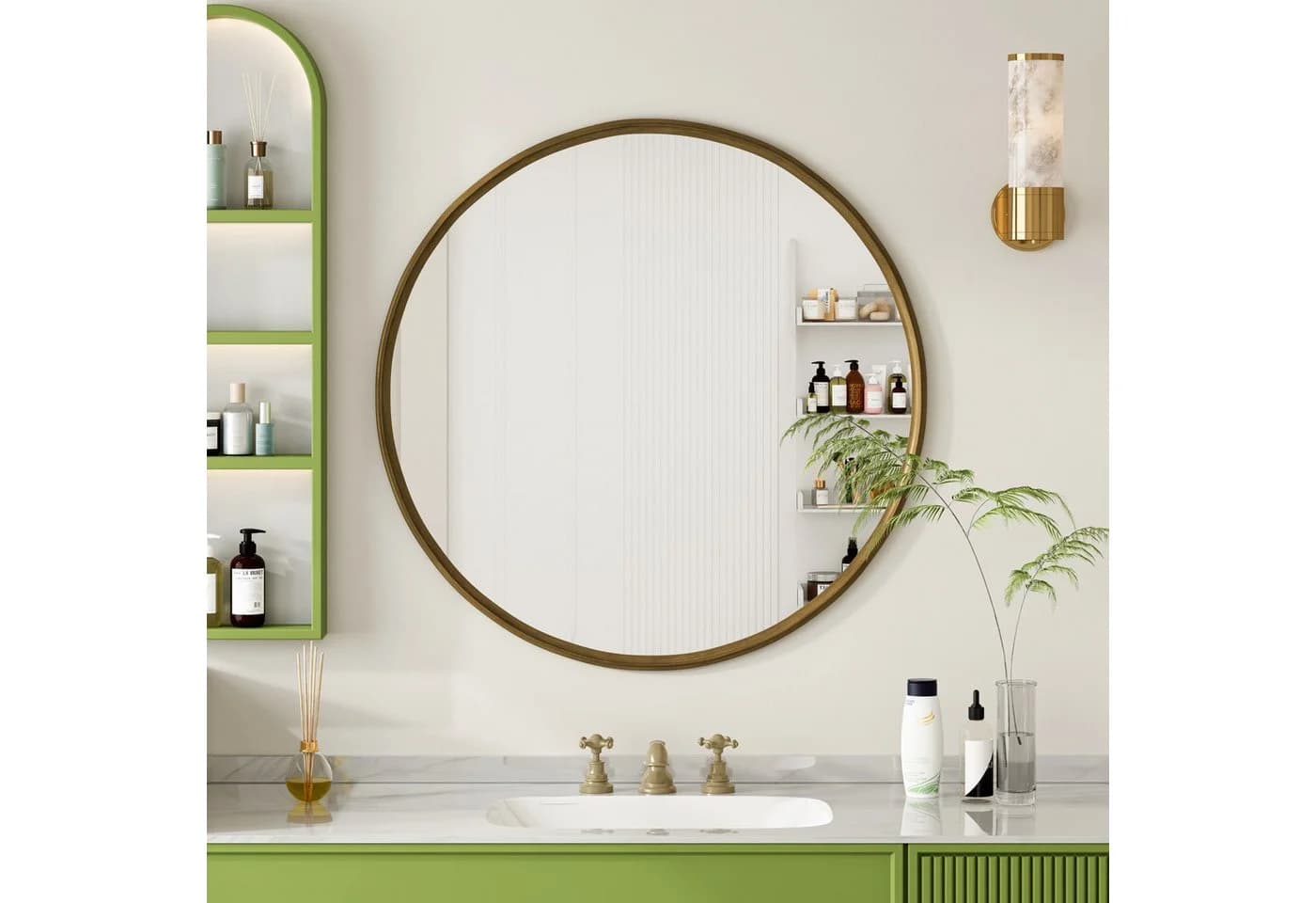 HAUSS SPOLE Runder Wandspiegel 80cm Bronze Metallrahmen