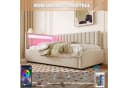 HAUSS SPOLE Schlafsofa 90x200 Samt Beige mit LED & Stauraum Bild 1