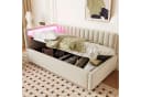 HAUSS SPOLE Schlafsofa 90x200 Samt Beige mit LED & Stauraum Bild 2