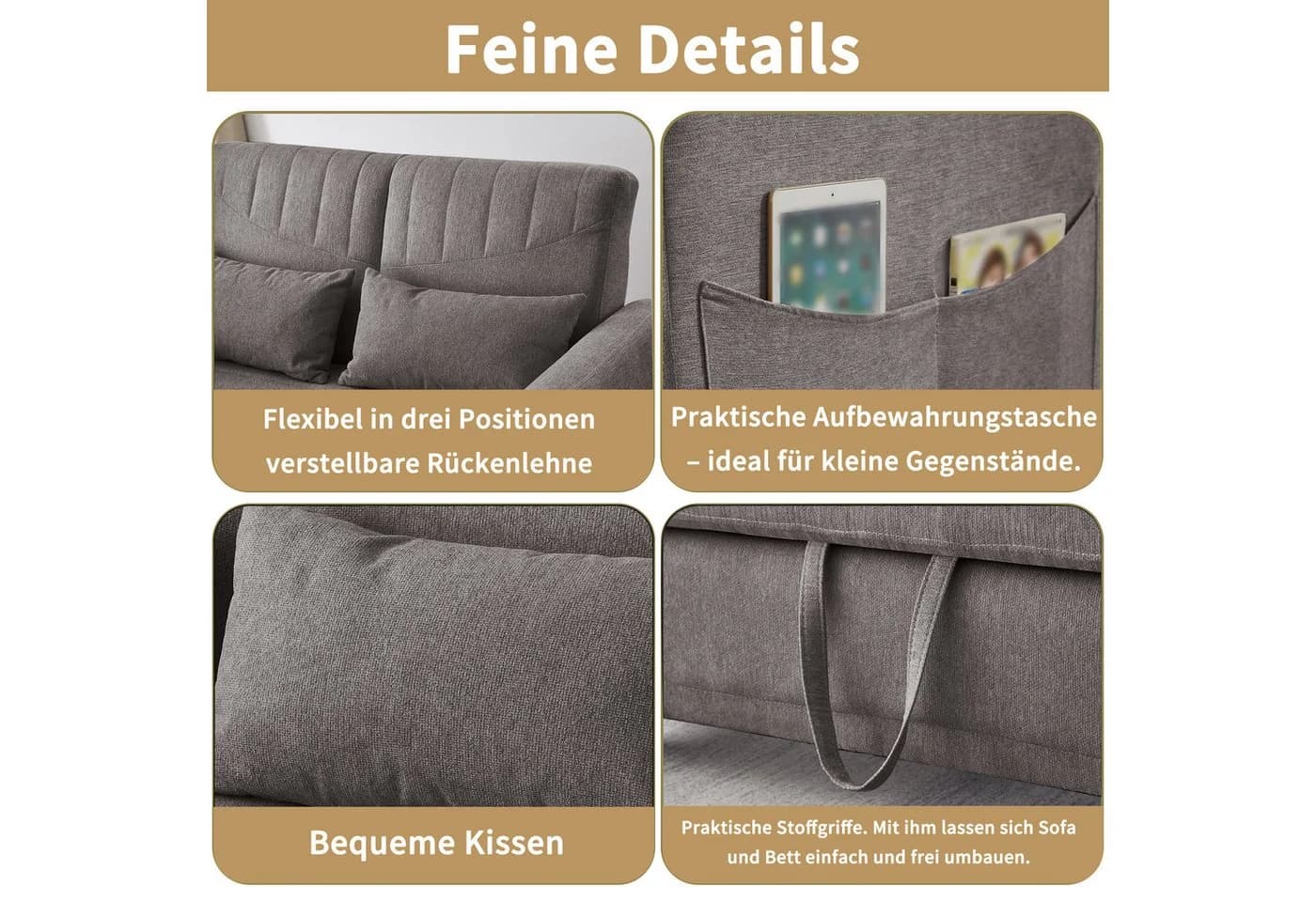 HAUSS SPOLE Schlafsofa Grau Zweisitzer mit Schlaffunktion - Bild 5