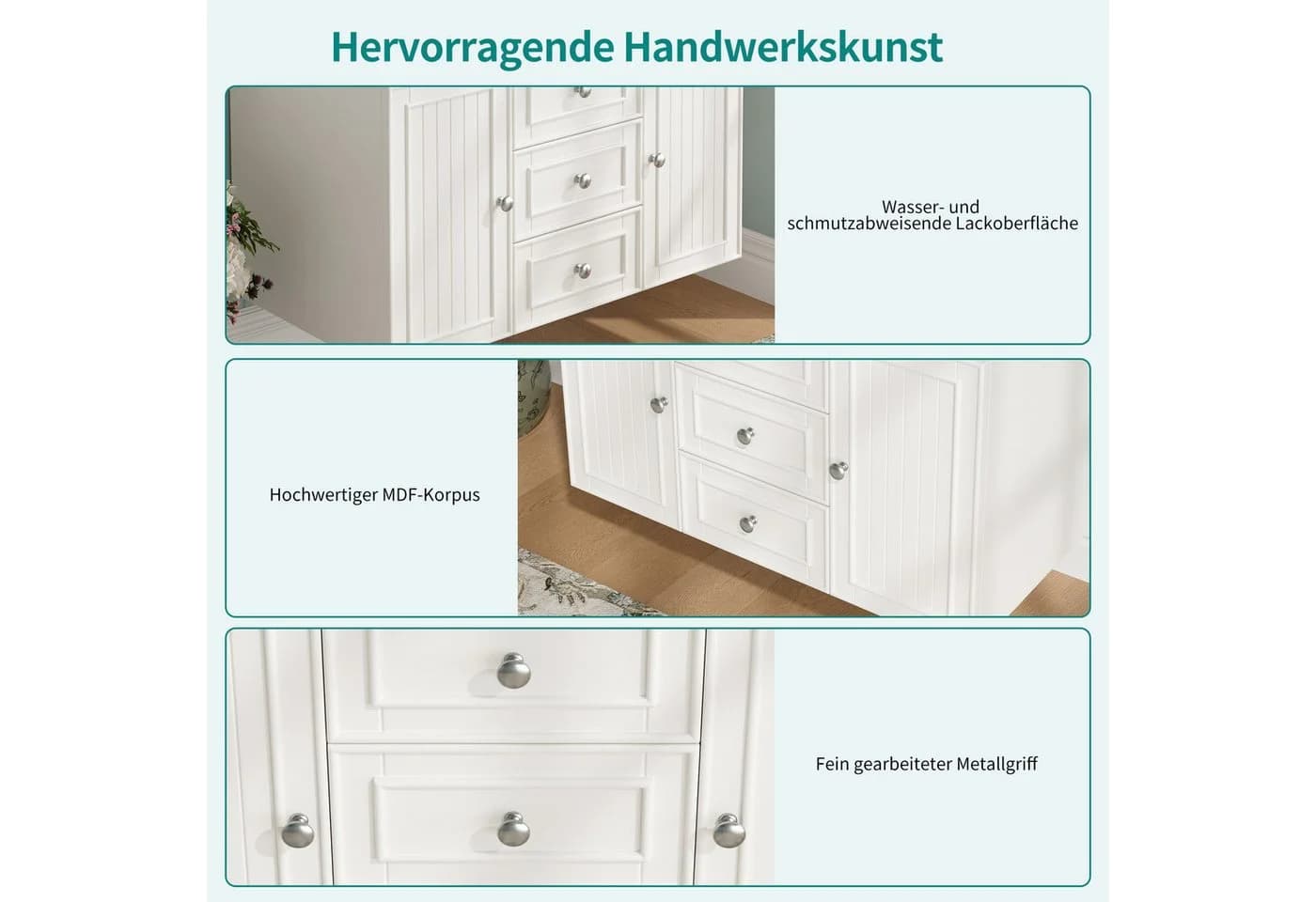HAUSS SPOLE Waschtischunterschrank Hängend mit Keramikbecken Weiß - Bild 5