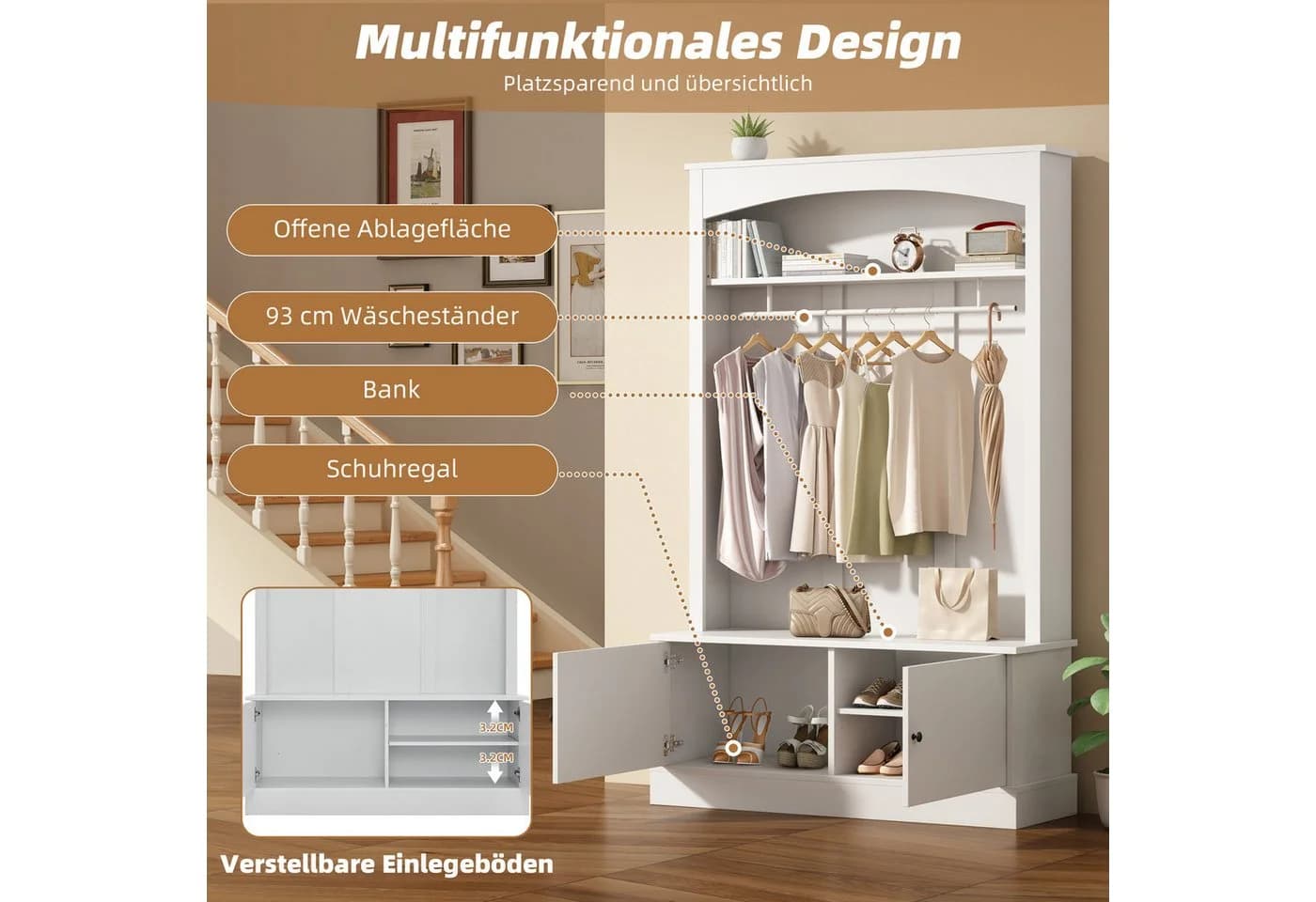 HAUSS SPOLE Garderoben-Set mit Schuhbank Weiß - Bild 5
