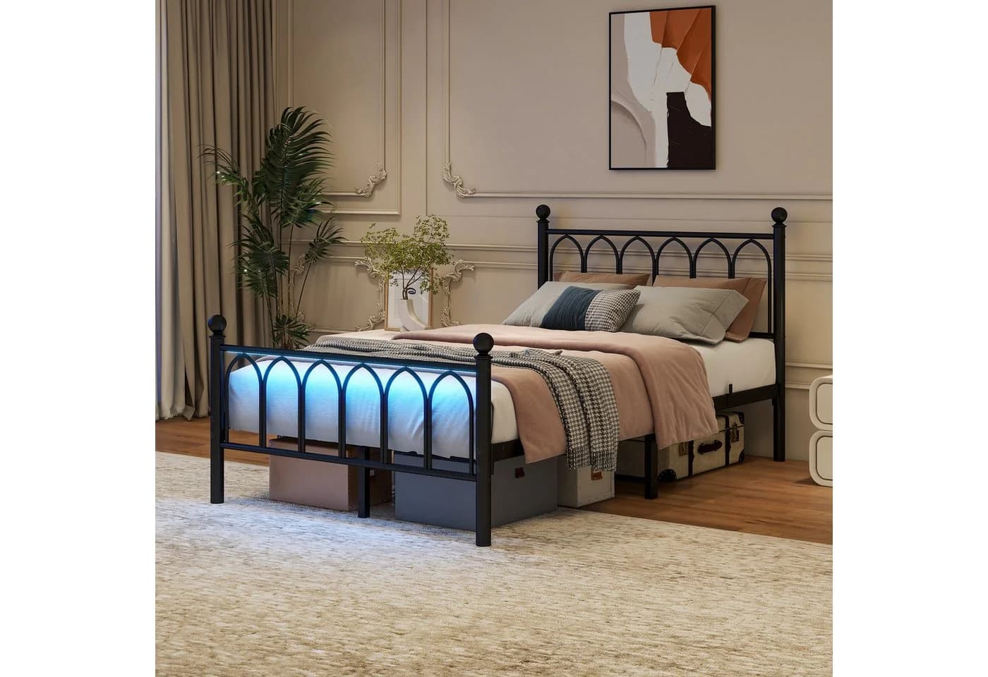 HAUSS SPOLE Metallbett 120x200 Schwarz/Weiß mit USB & LED - Bild 3