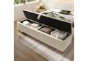 Elegante Bettbank aus Cordstoff und Holz in Beige Bild 2