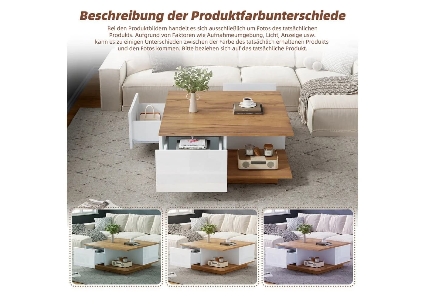 HAUSS SPOLE Couchtisch mit Schubladen Hochglanz-Sofatisch Wohnzimmertisch - Bild 5
