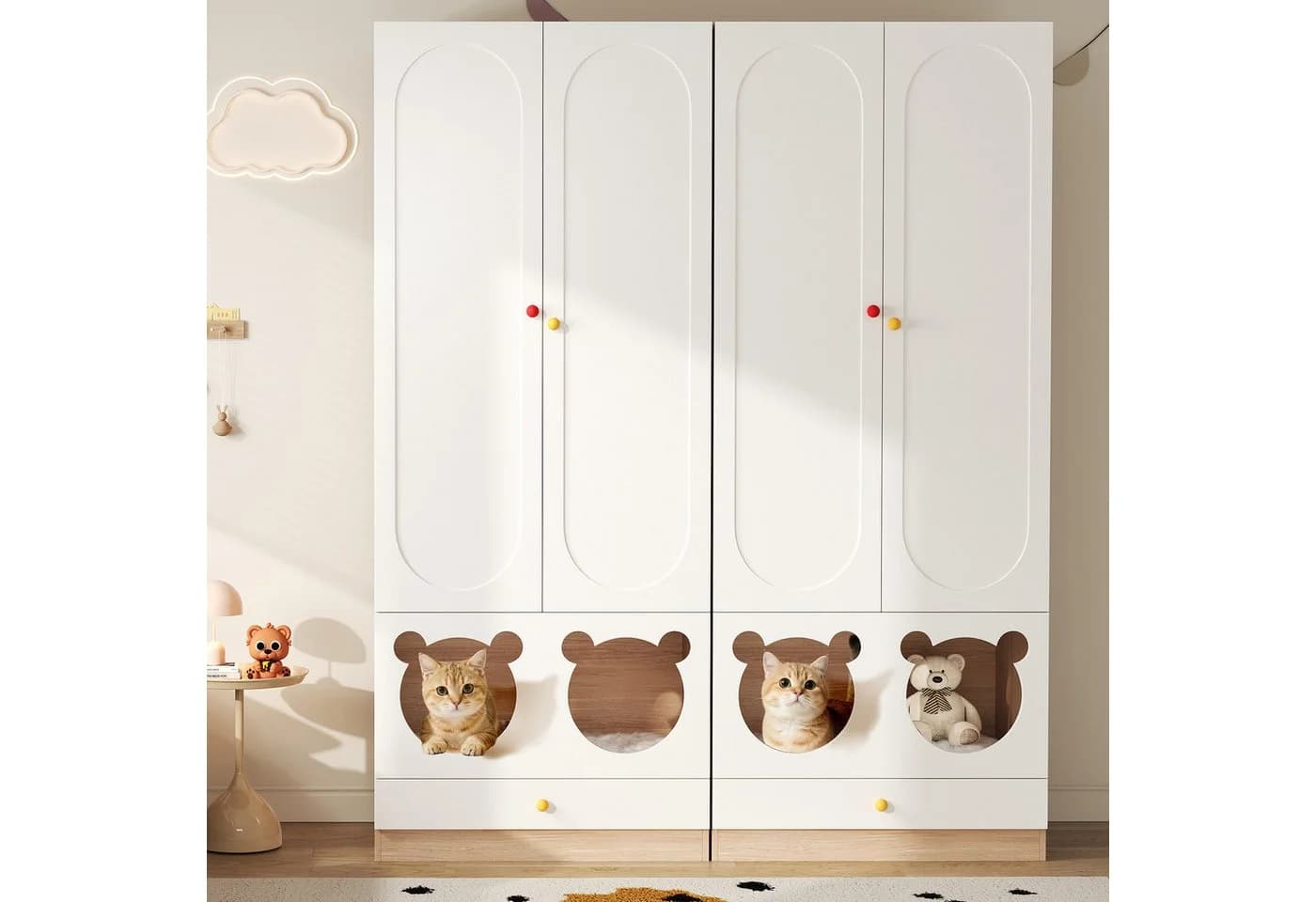 HAUSS SPOLE Kleiderschrank mit Bügelstange Weiß Naturholzfarbe