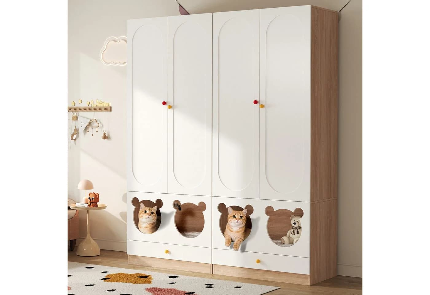 HAUSS SPOLE Kleiderschrank mit Bügelstange Weiß Naturholzfarbe - Bild 2