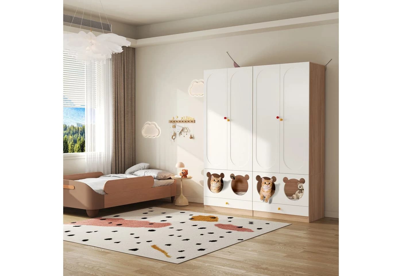 HAUSS SPOLE Kleiderschrank mit Bügelstange Weiß Naturholzfarbe - Bild 3
