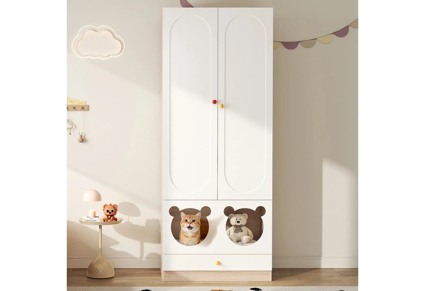 HAUSS SPOLE Kleiderschrank mit Bügelstange Weiß Naturholzfarbe - Bild 5