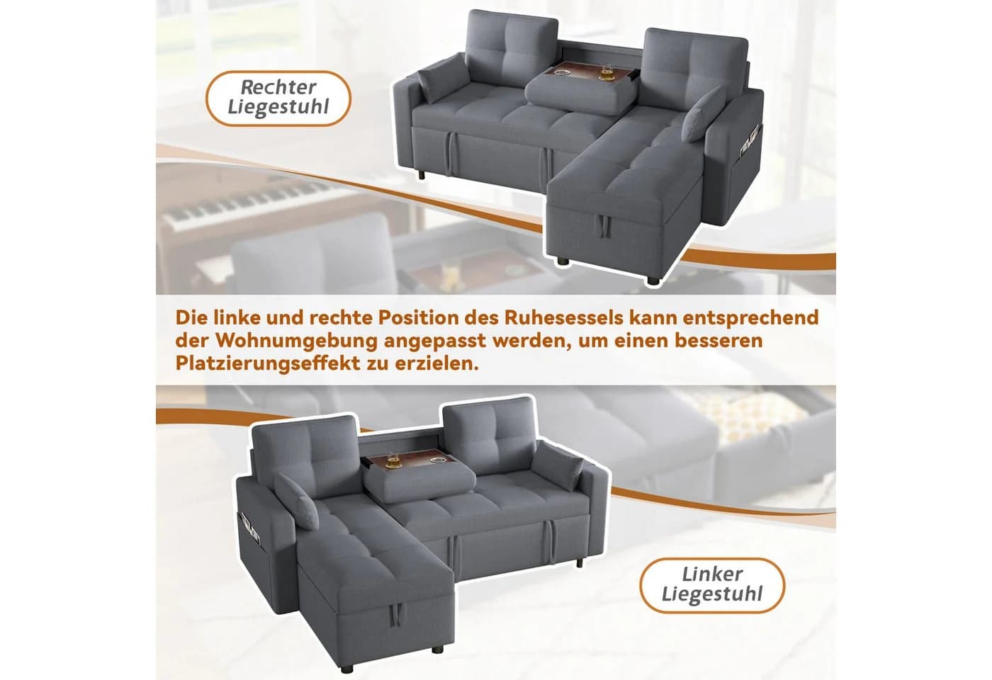 HAUSS SPOLE Schlafsofa mit Schlaffunktion Modernes L-Sofa mit Stauraum Ecksofa - Bild 4