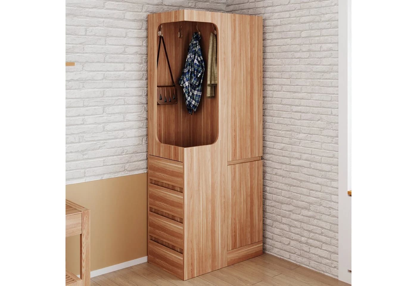 HAUSS SPOLE Kleiderschrank Weiß/Holz mit 4 Schubladen