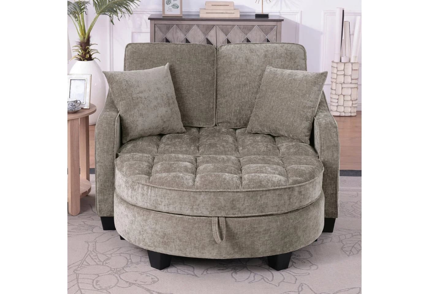 HAUSS SPOLE Schlafsofa mit Schlaffunktion Wohnzimmersofa Multifunktionales Sofa mit Hocker Braun