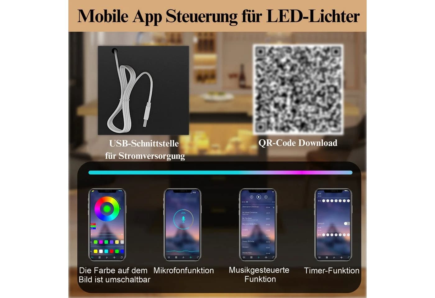 HAUSS SPOLE Esstisch mit Schubladen, ausziehbar, LED-Beleuchtung, Holzmaserung - Bild 5