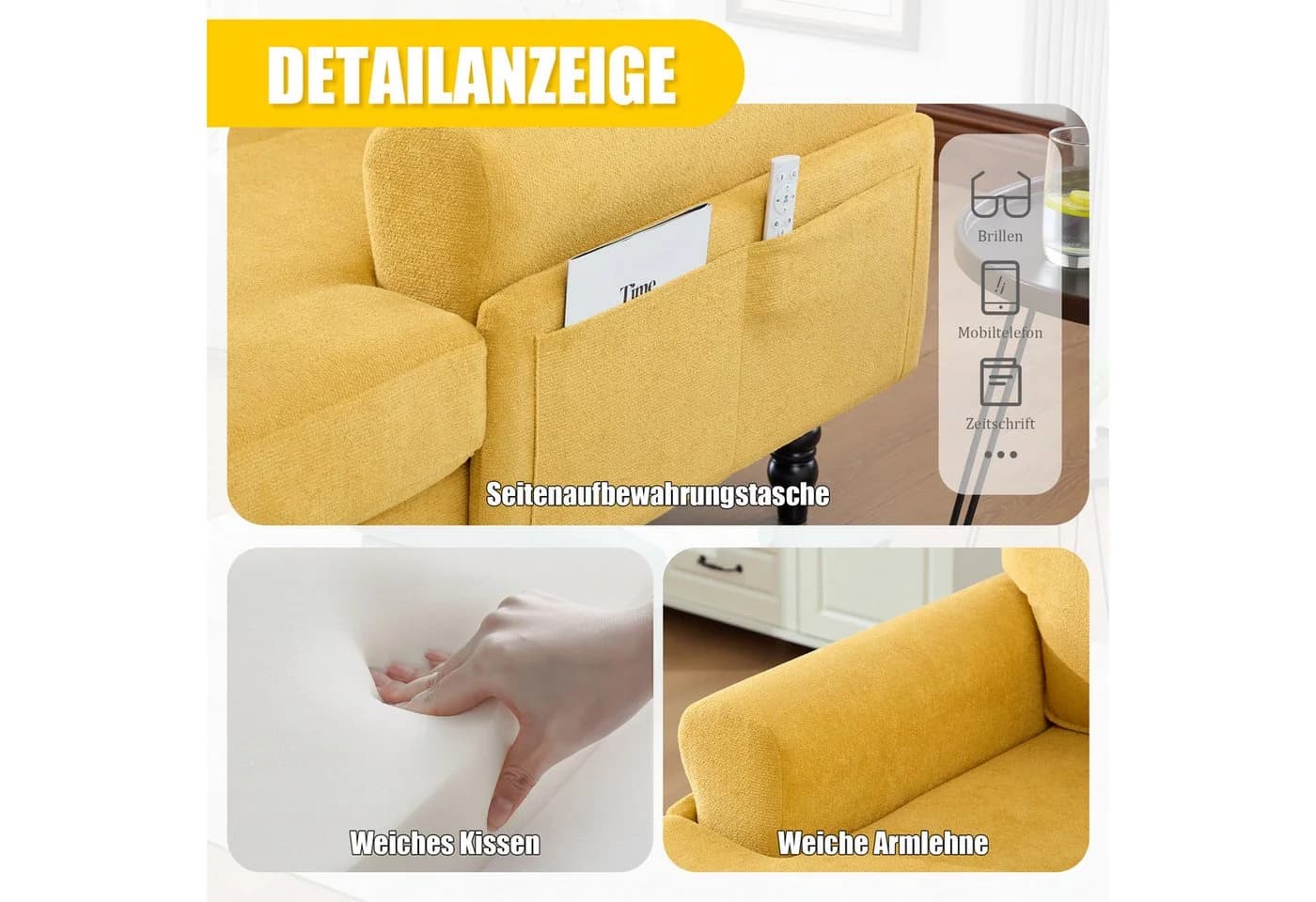 HAUSS SPOLE Relaxsessel Chenille-Liegestuhl Senfgelb - Bild 4