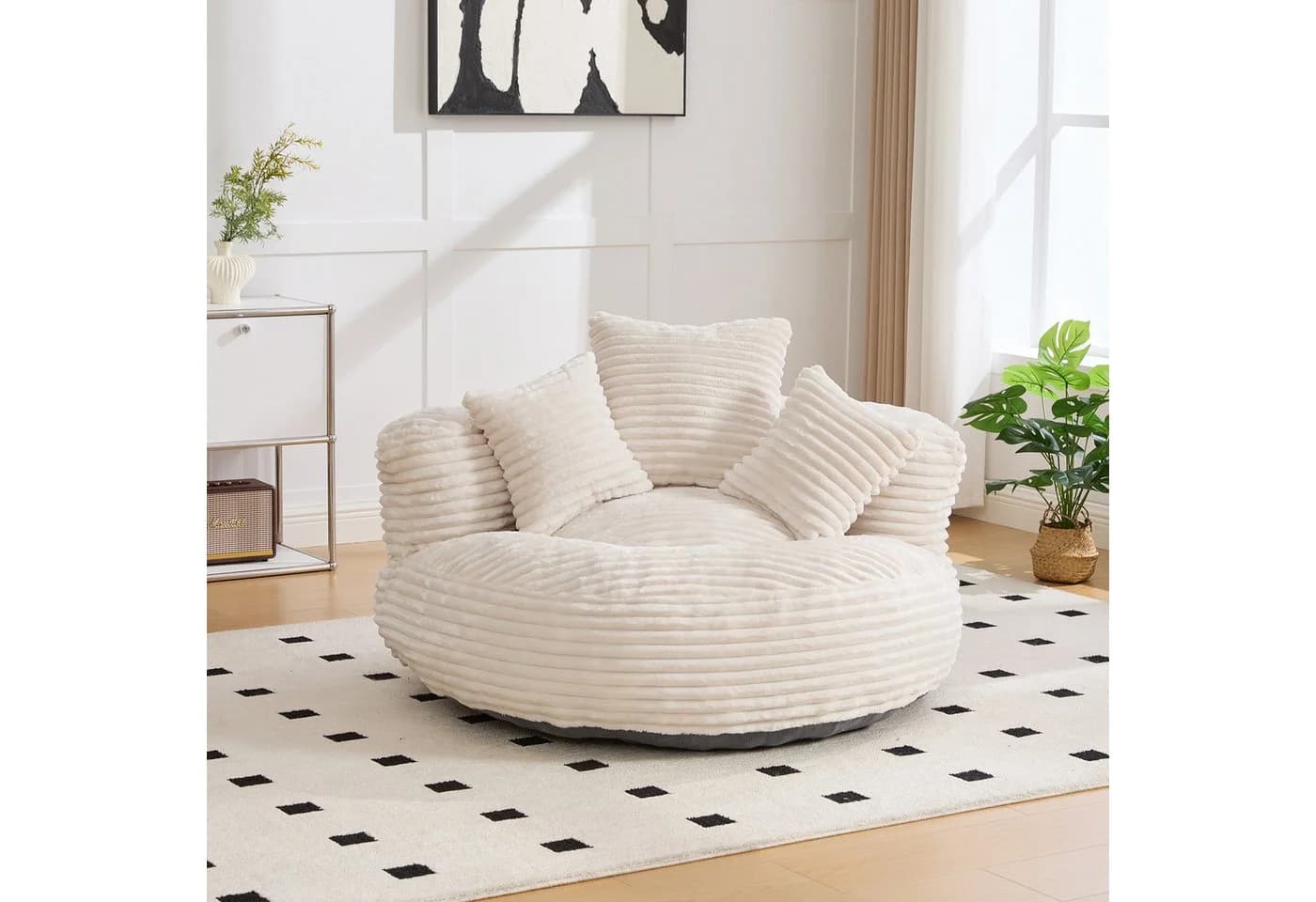 HAUSS SPOLE Schlafsofa Sitzsack Beige Extrabreit mit 3 Kissen - Bild 2