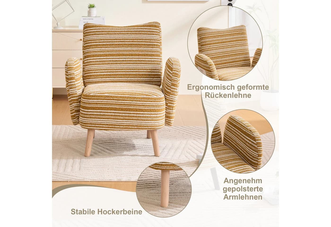 HAUSS SPOLE Relaxsessel Modern Gelb mit Seitentaschen - Bild 4