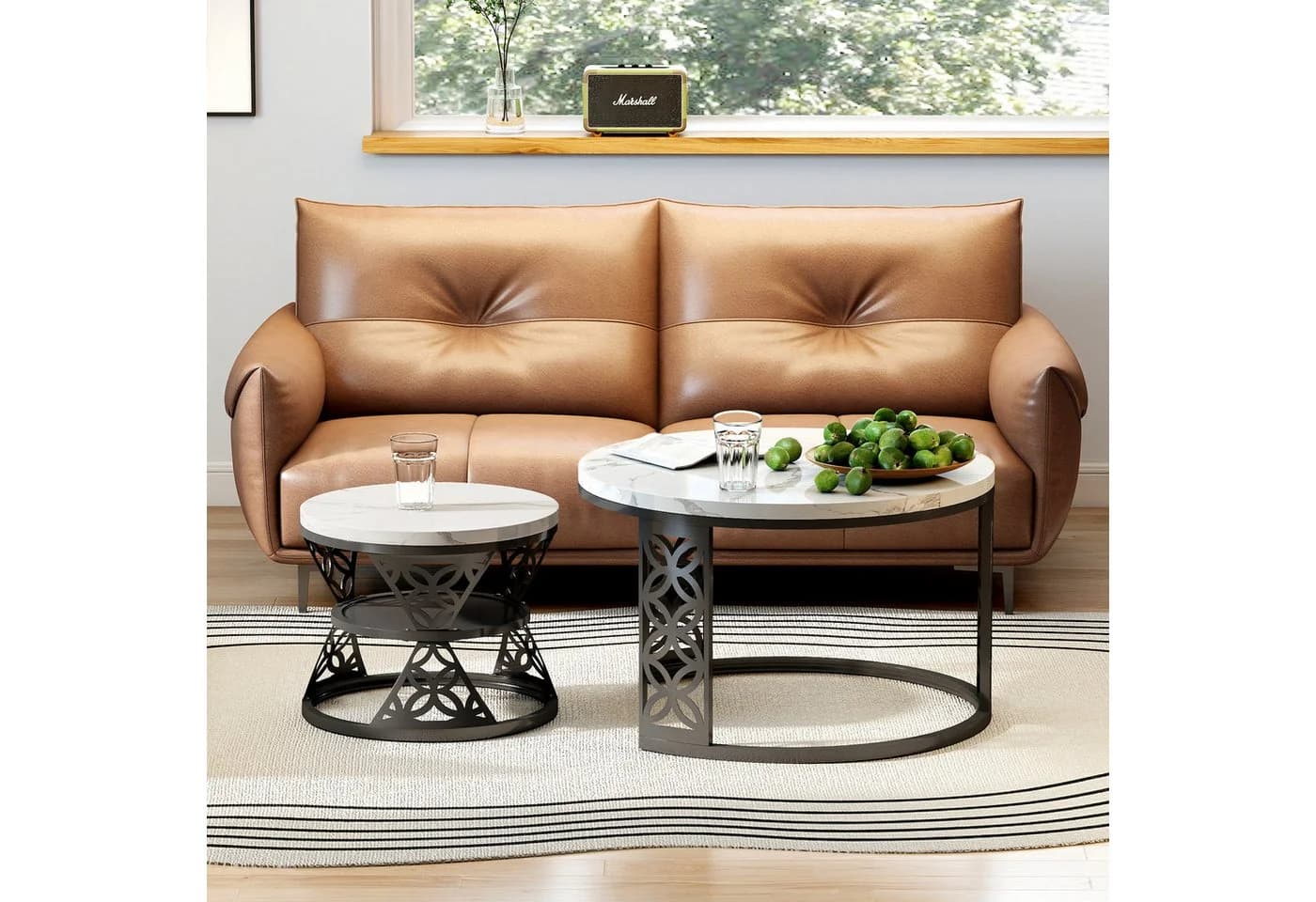 HAUSS SPOLE Couchtisch 2-teiliges Beistelltisch-Set Schwarz/Weiß