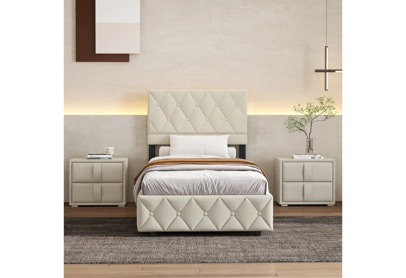 HAUSS SPOLE Polsterbett Beige mit Bettkasten und Samtbezug - Bild 3