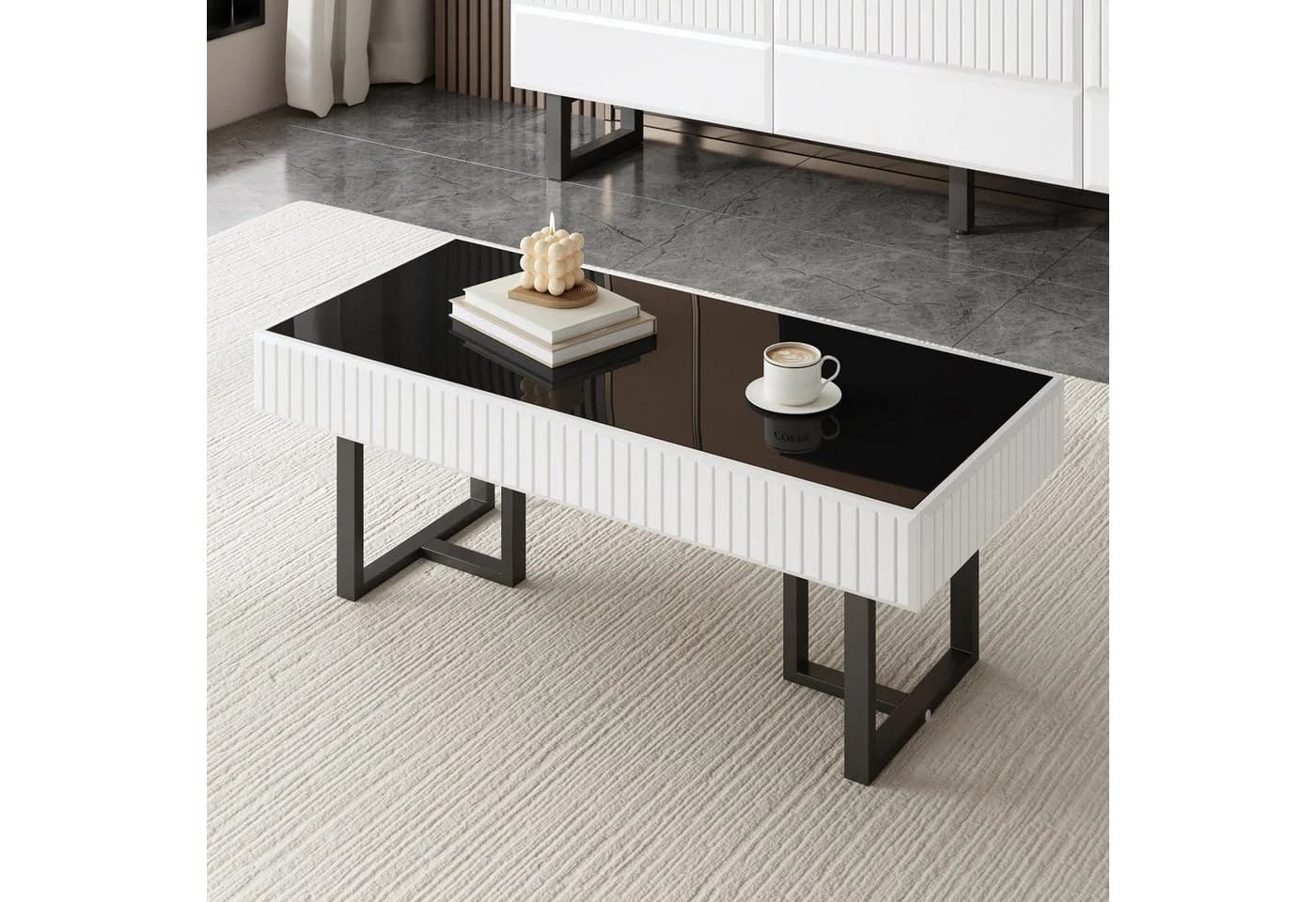 HAUSS SPOLE TV-Schrank mit Schubladen Schwarz-Weiß Klassisches Design - Bild 2