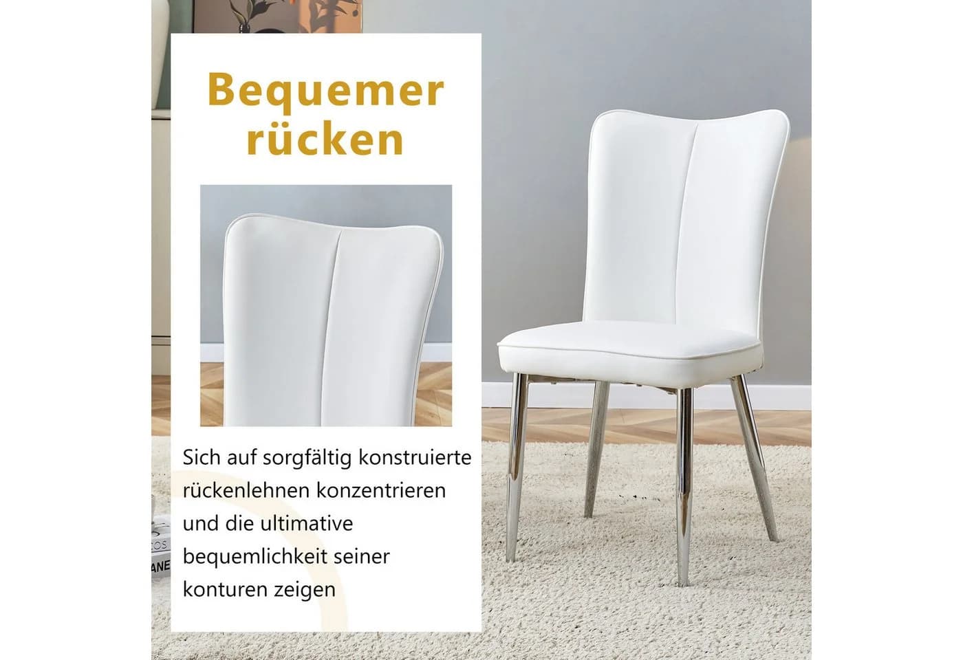 HAUSS SPOLE Esszimmerstuhl 2er Set Weiß Silber mit Metallbeinen - Bild 4