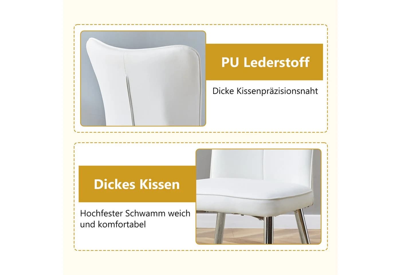 HAUSS SPOLE Esszimmerstuhl 2er Set Weiß Silber mit Metallbeinen - Bild 5
